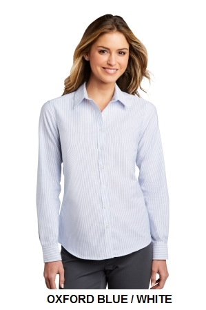 Port Authority® Ladies SuperPro™ Oxford Stripe Shirt.  PORT A.  LW657